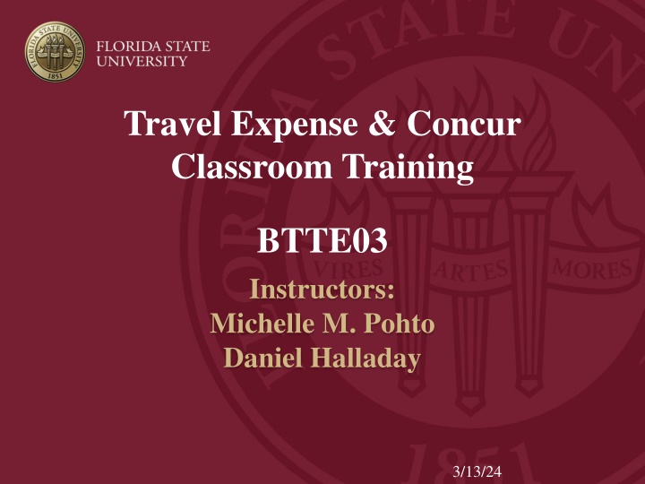 Travel Expense & Concur Classroom Training Overview