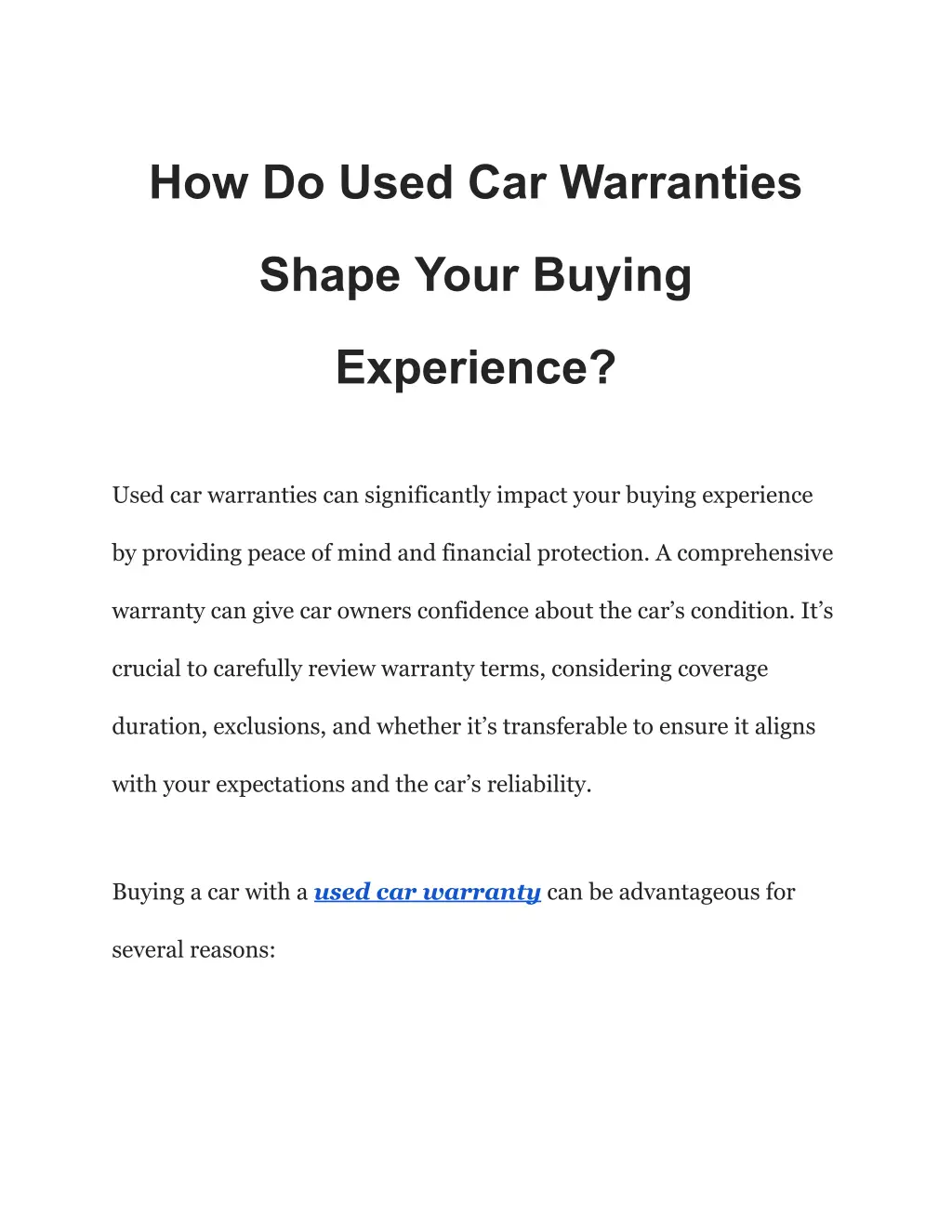 how do used car warranties n.