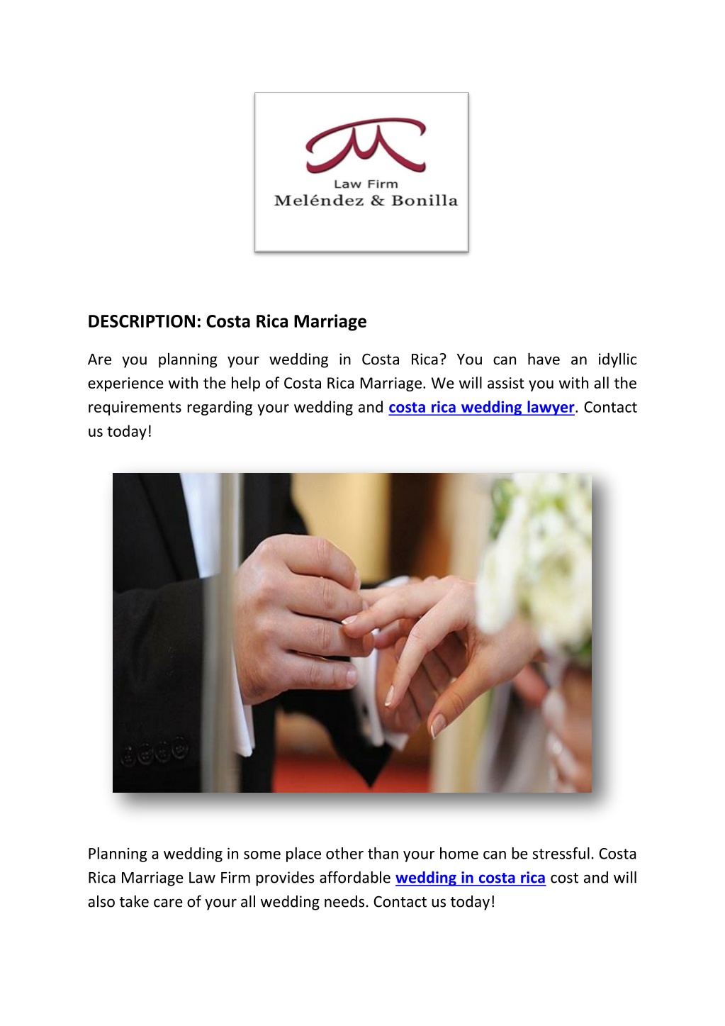 description costa rica marriage l.w