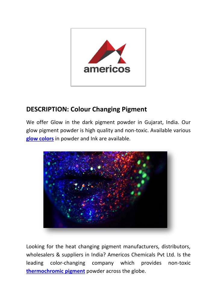 description colour changing pigment n.w