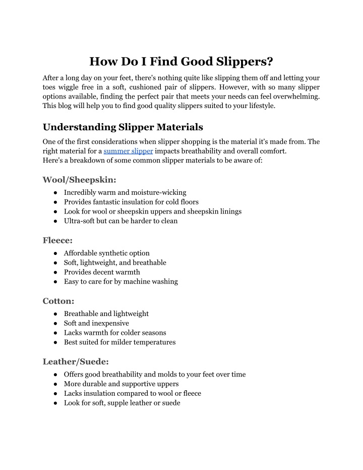 how do i find good slippers n.w