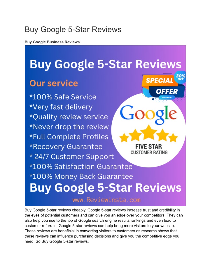 buy google 5 star reviews n.w