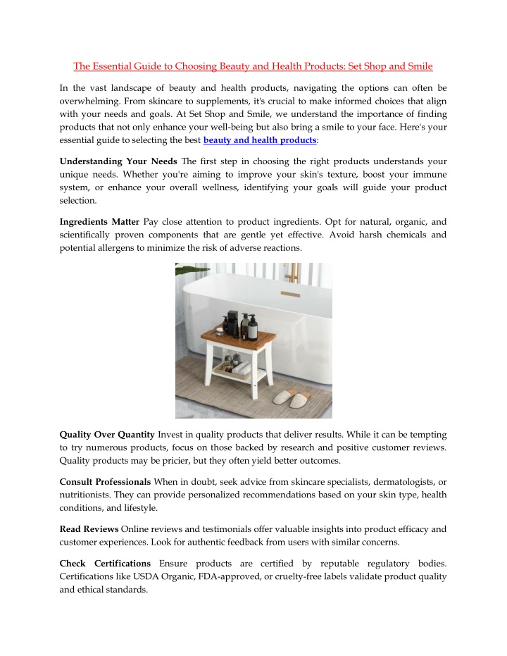the essential guide to choosing beauty and health n.w