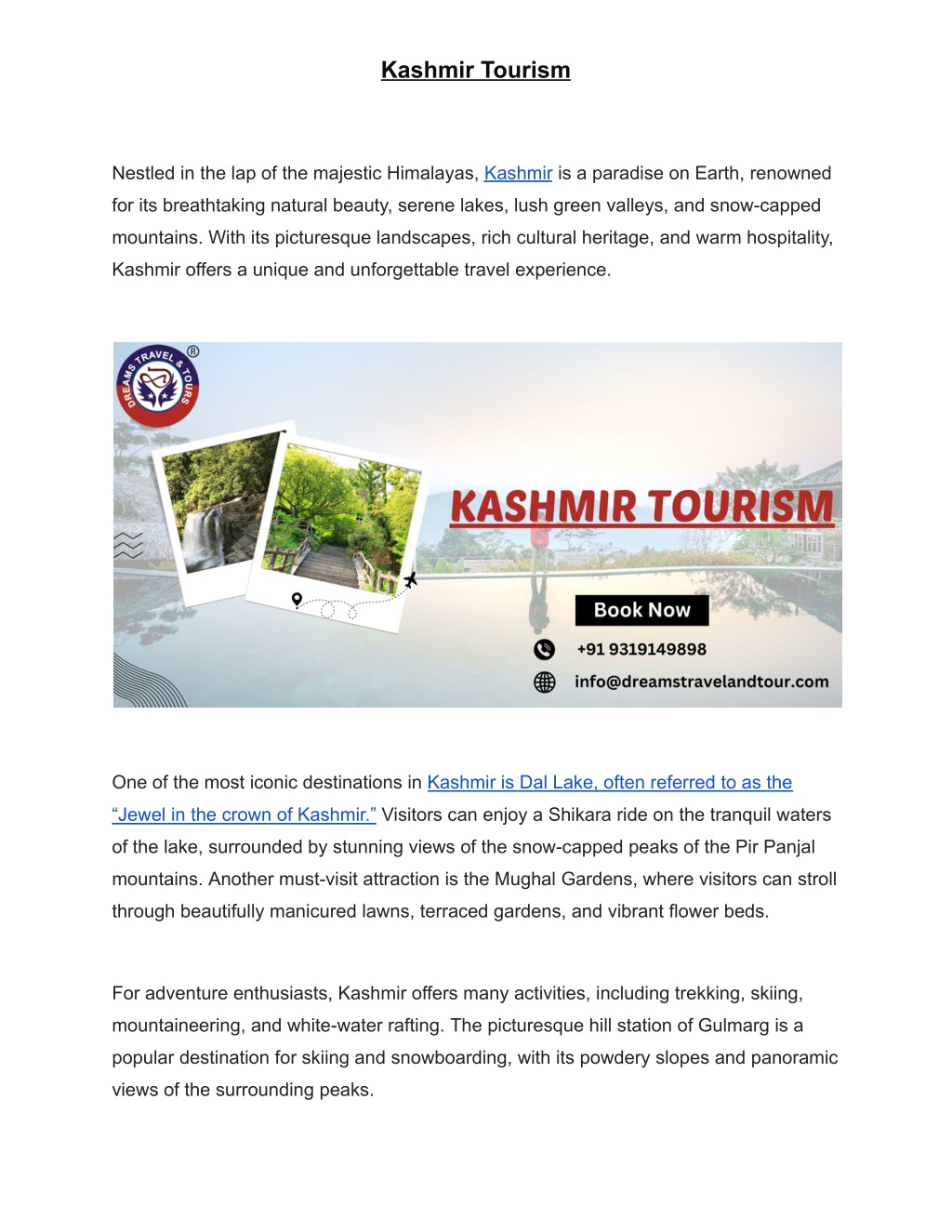 kashmir tourism l.w