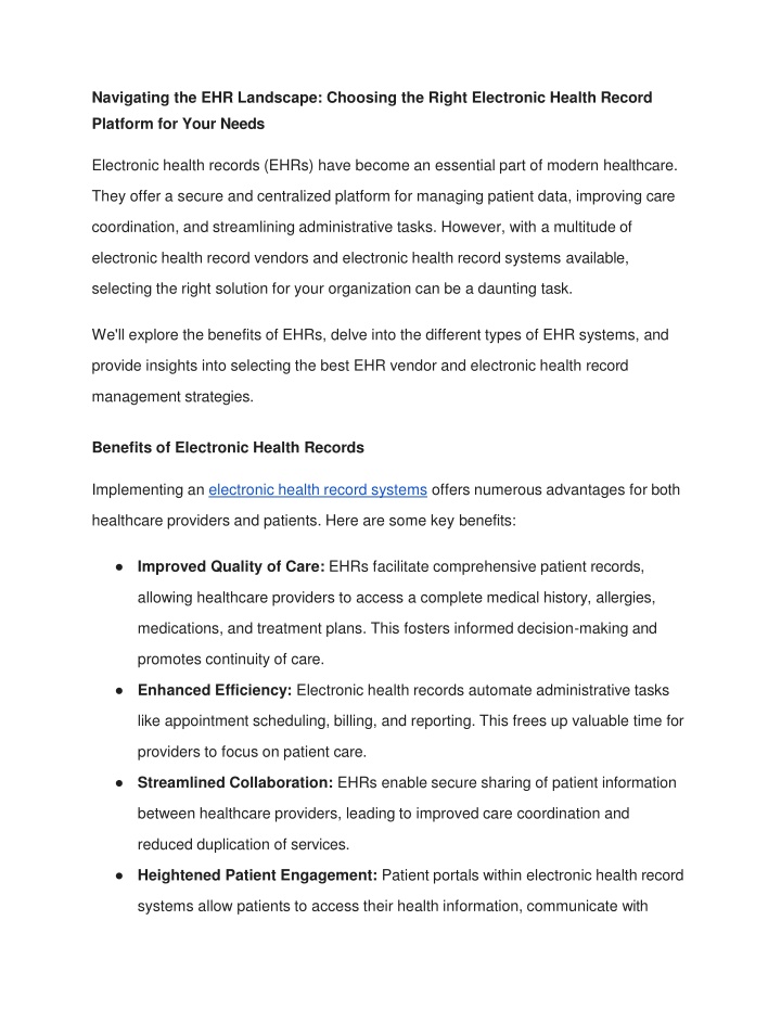 Navigating the EHR Landscape_ Choosing the Right Electronic Health Record Platform for Your Needs
