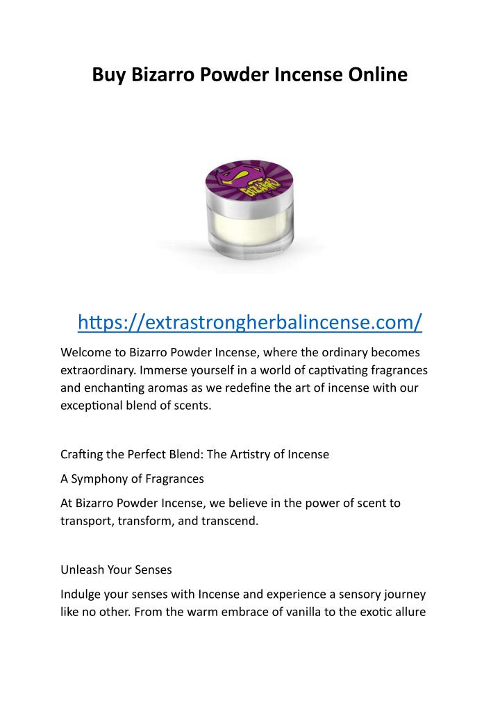 buy bizarro powder incense online n.w