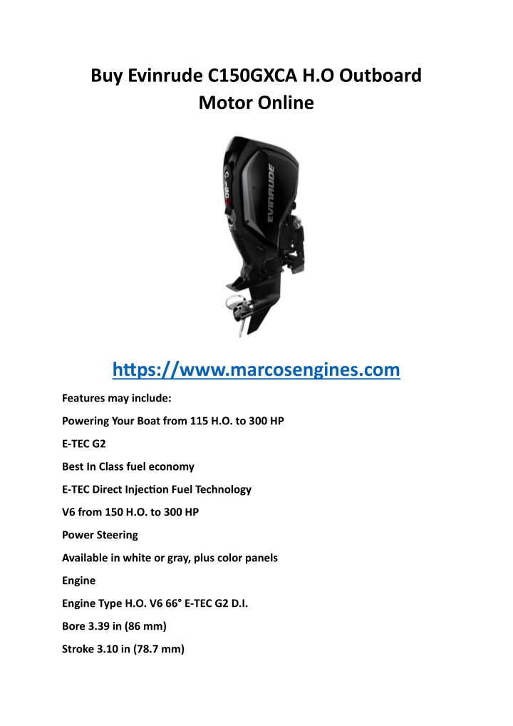 buy evinrude c150gxca h o outboard motor online n.w