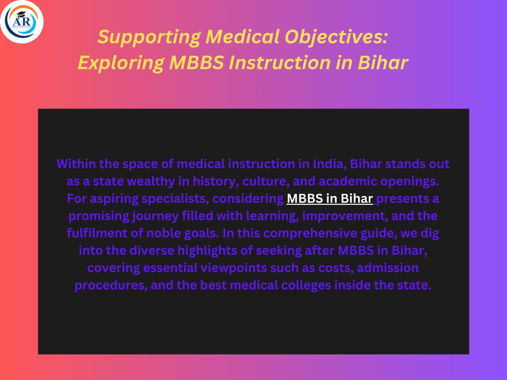 supporting medical objectives exploring mbbs l.w