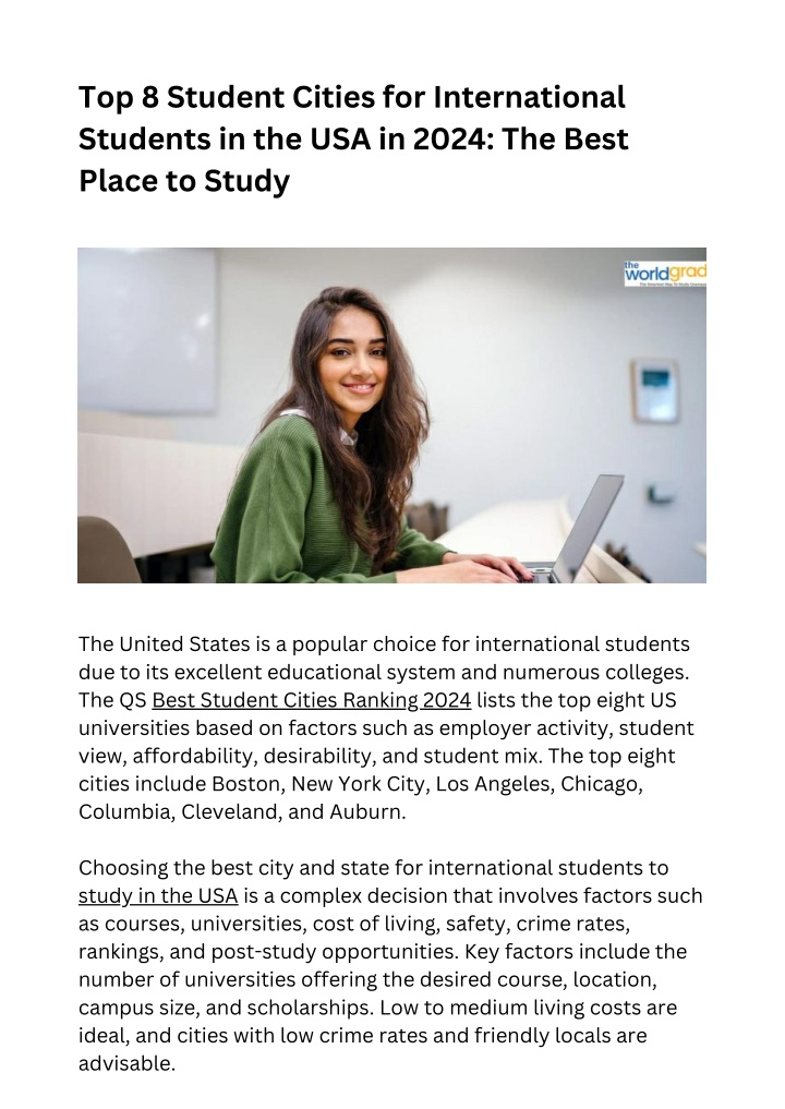 top 8 student cities for international students n.w