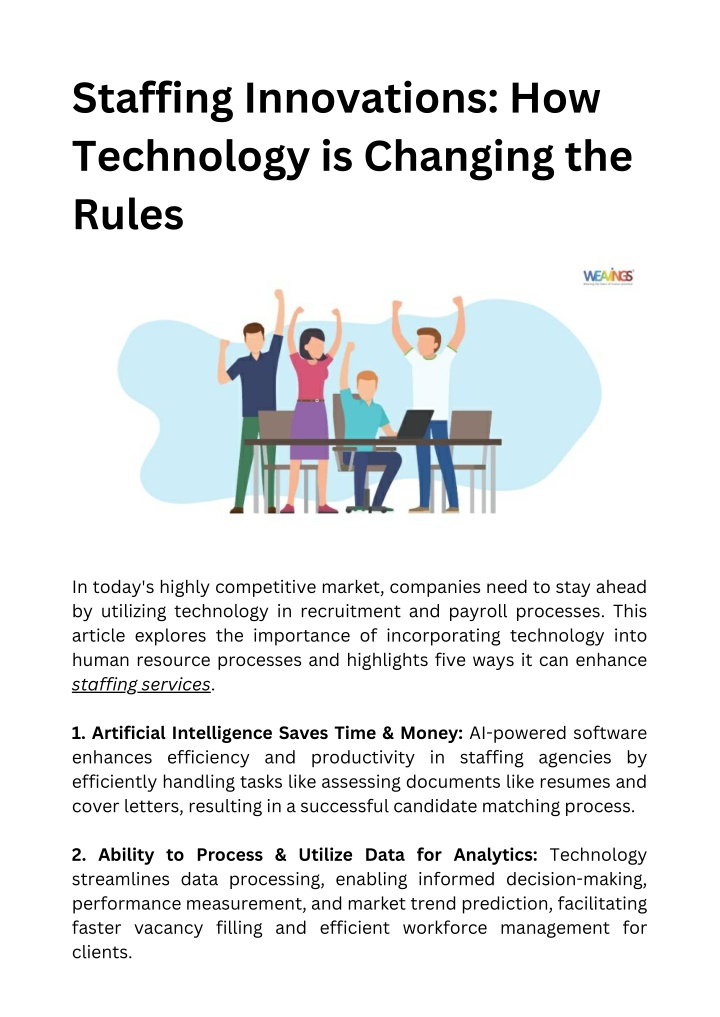 staffing innovations how technology is changing n.w