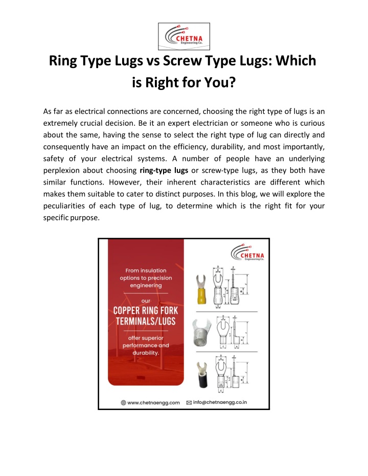 Ring Type Lugs vs Screw Type Lugs