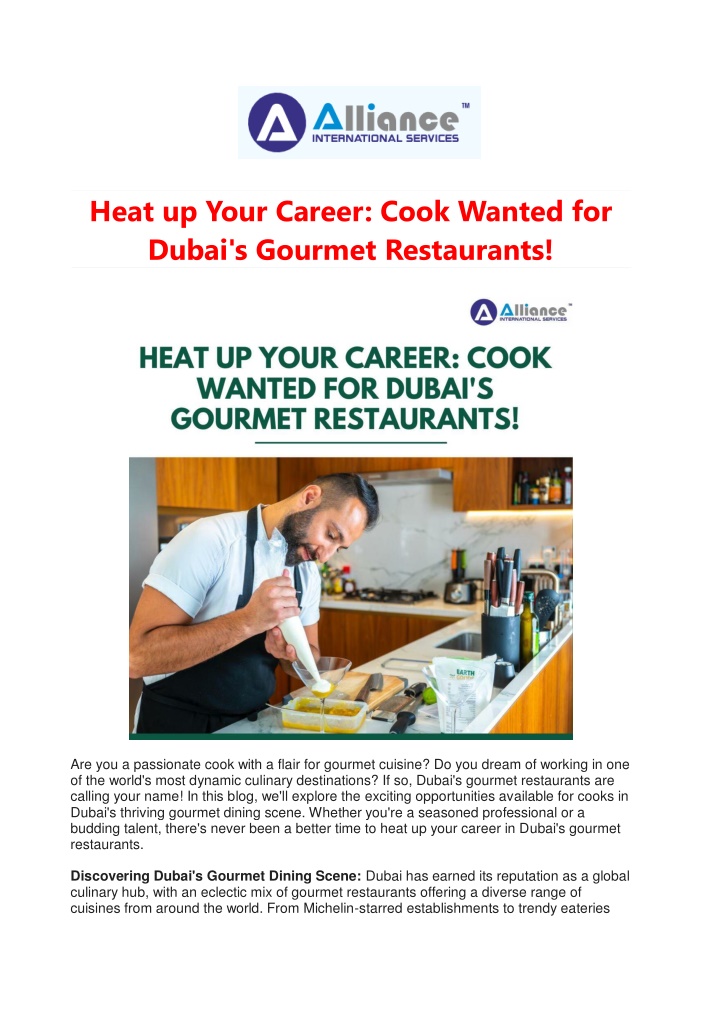 heat up your career cook wanted for dubai n.w