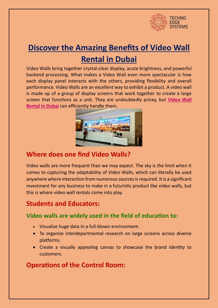 discover the amazing benefits of video wall n.w