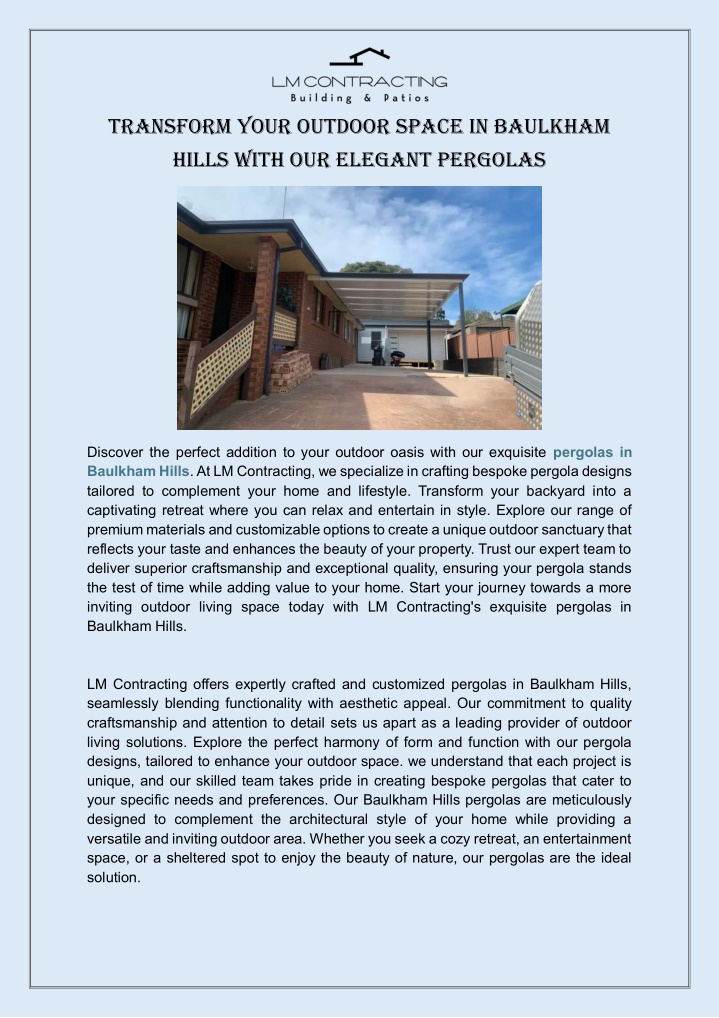 transform your outdoor space in baulkham hills n.w