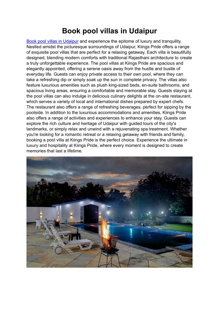 book pool villas in udaipur n.w