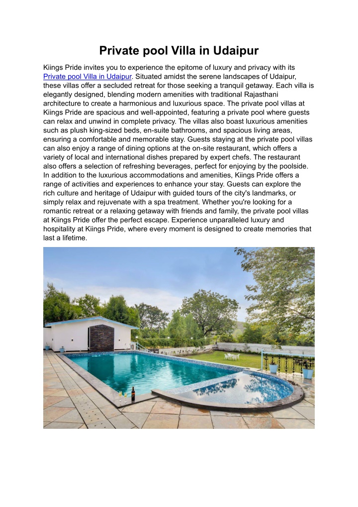 private pool villa in udaipur n.w