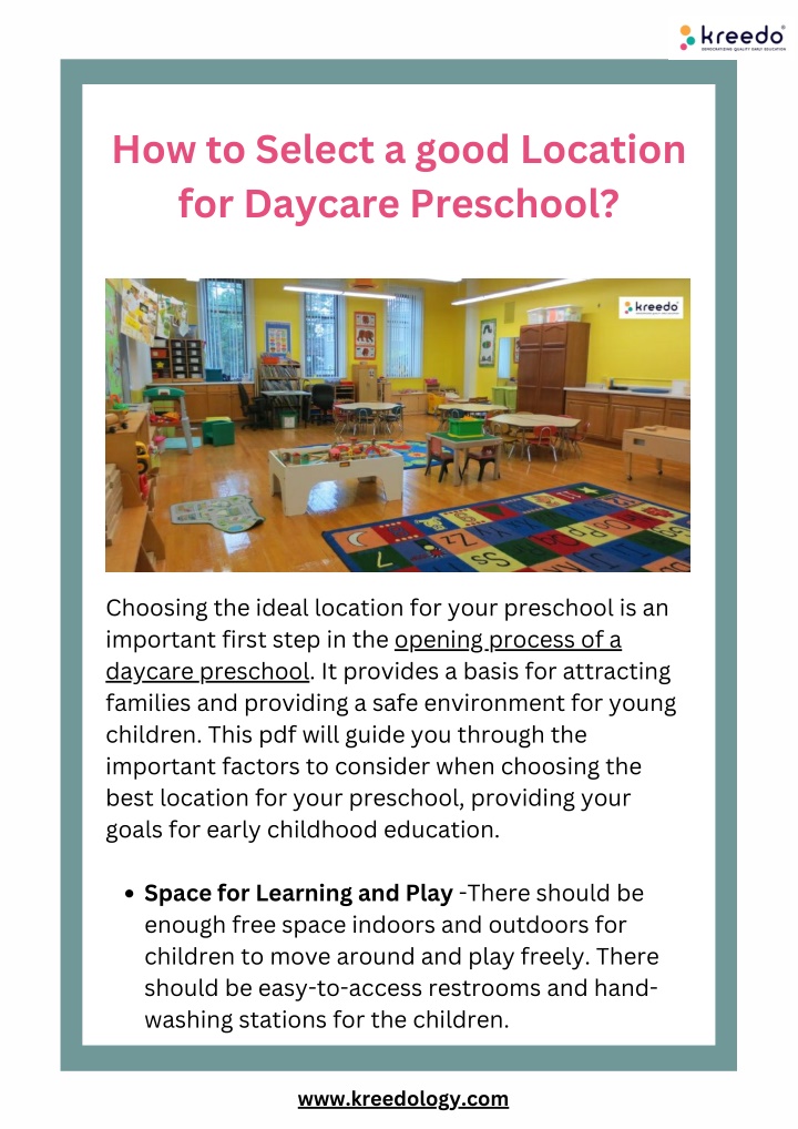 how to select a good location for daycare n.w