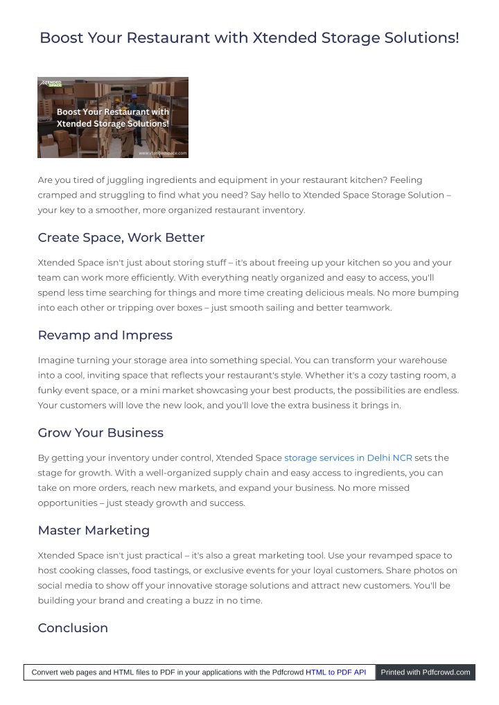 boost your restaurant with xtended storage n.w