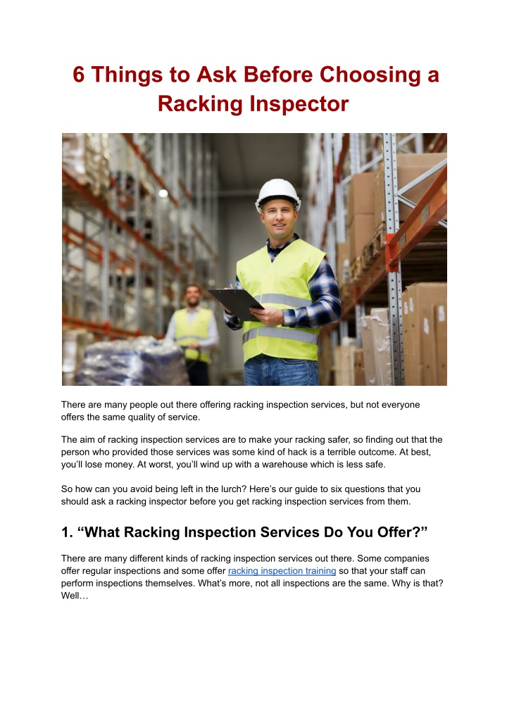6 things to ask before choosing a racking n.w
