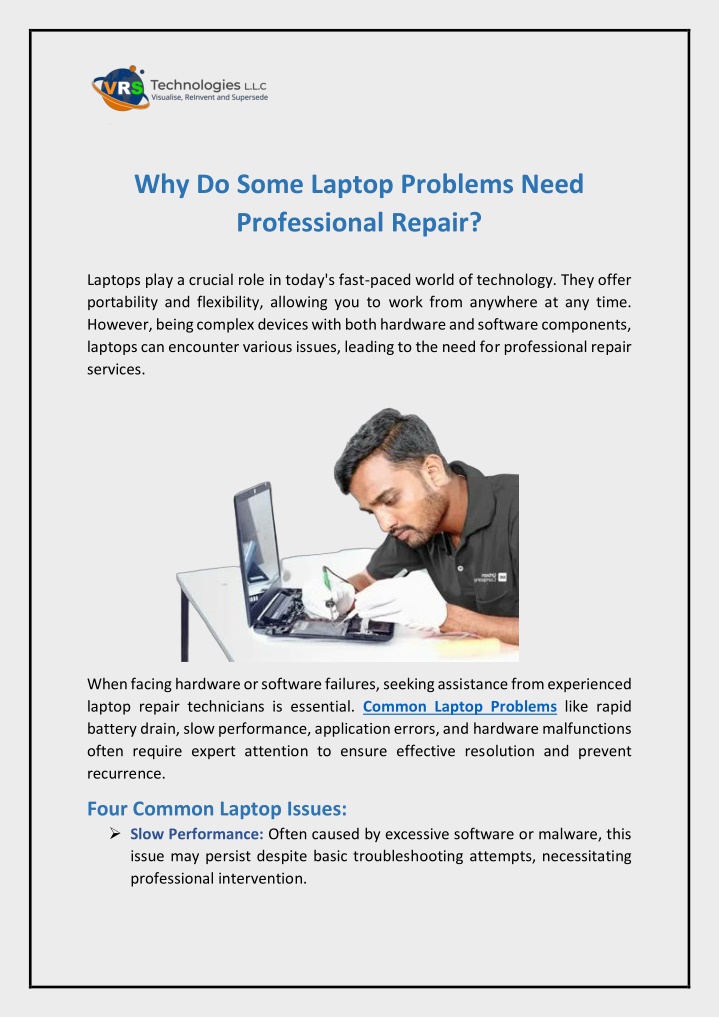 why do some laptop problems need professional n.w