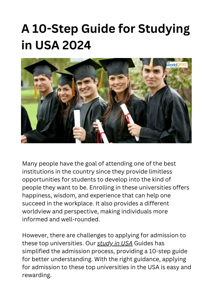 a 10 step guide for studying in usa 2024 n.w