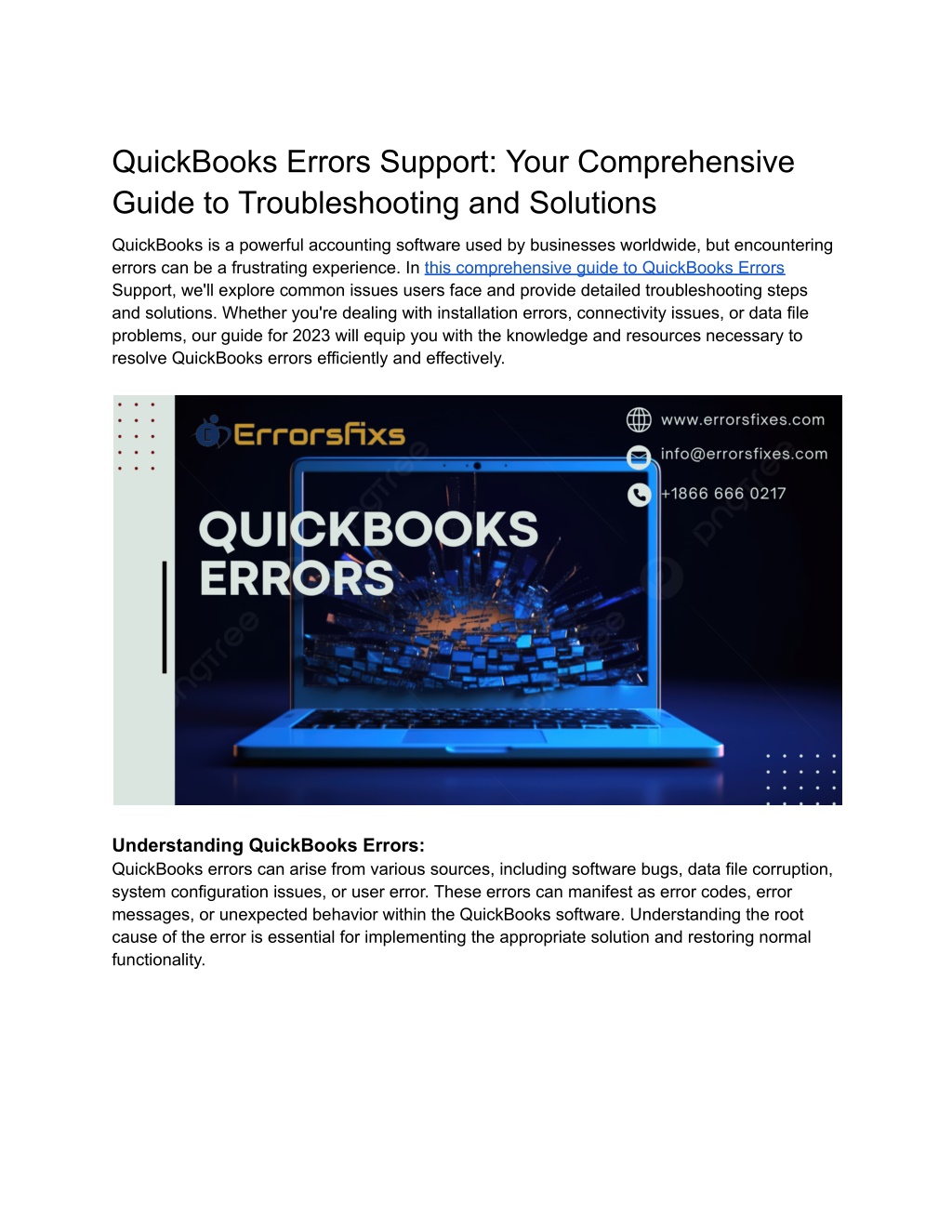quickbooks errors support your comprehensive l.w