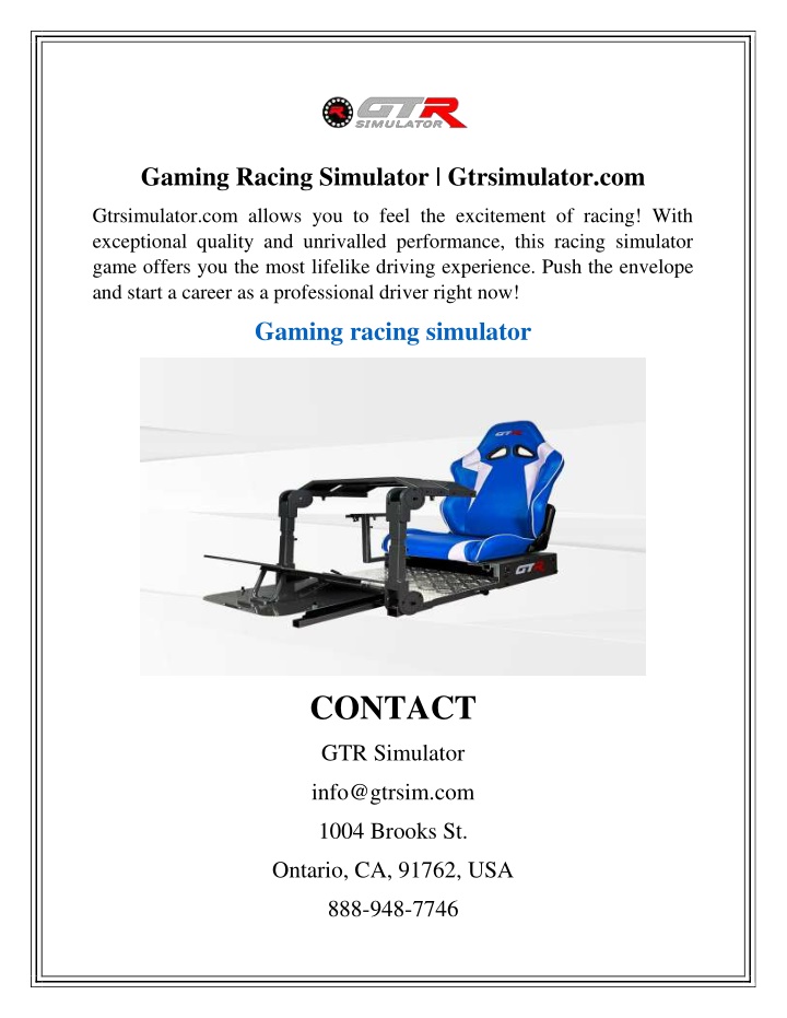 gaming racing simulator gtrsimulator com n.w