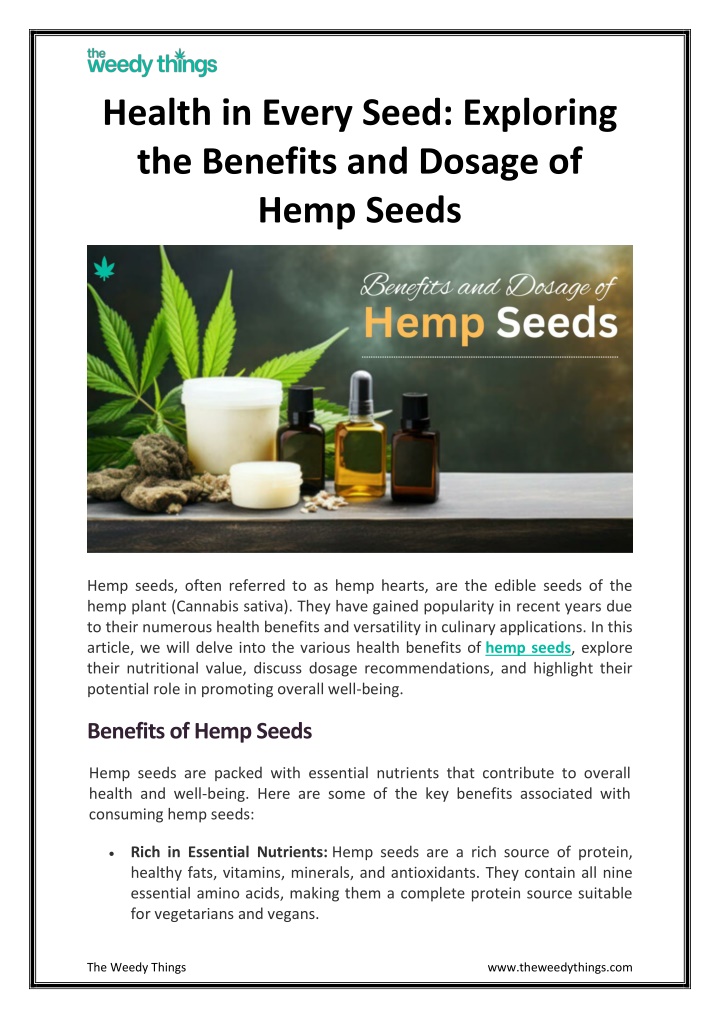 health in every seed exploring the benefits n.w