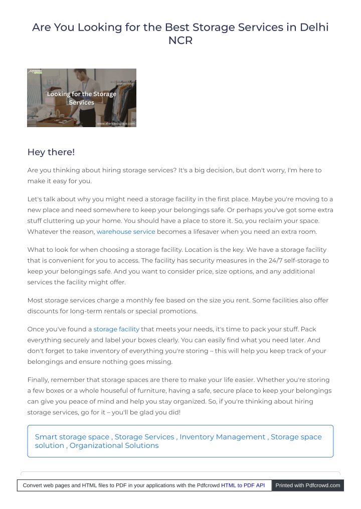 are you looking for the best storage services n.w