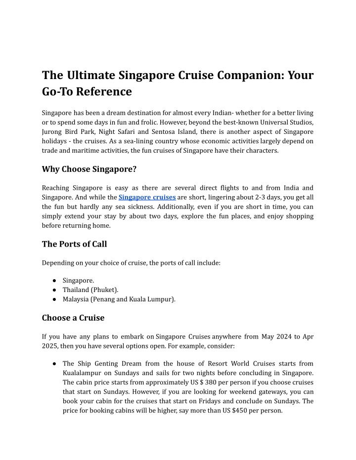 the ultimate singapore cruise companion your n.w