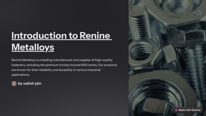 introduction to renine metalloys n.w