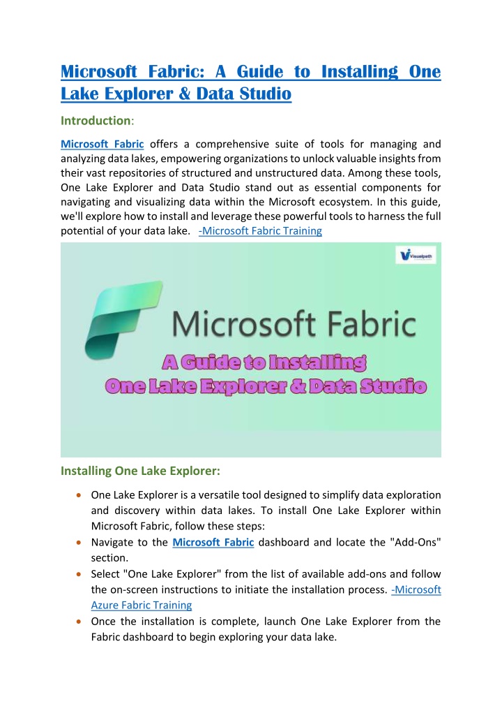 microsoft fabric a guide to installing one lake n.w