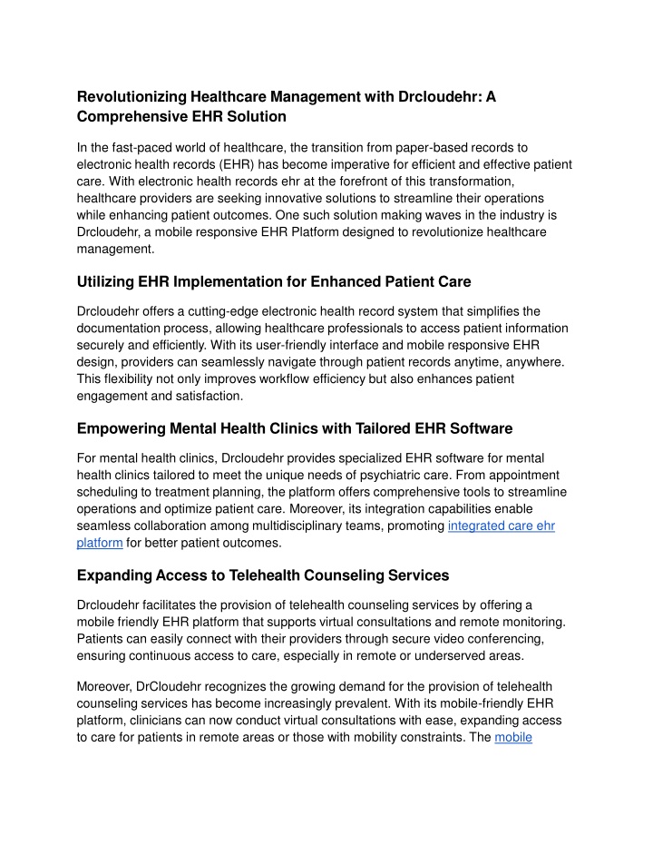 Revolutionizing Healthcare Management with Drcloudehr_ A Comprehensive EHR Solution