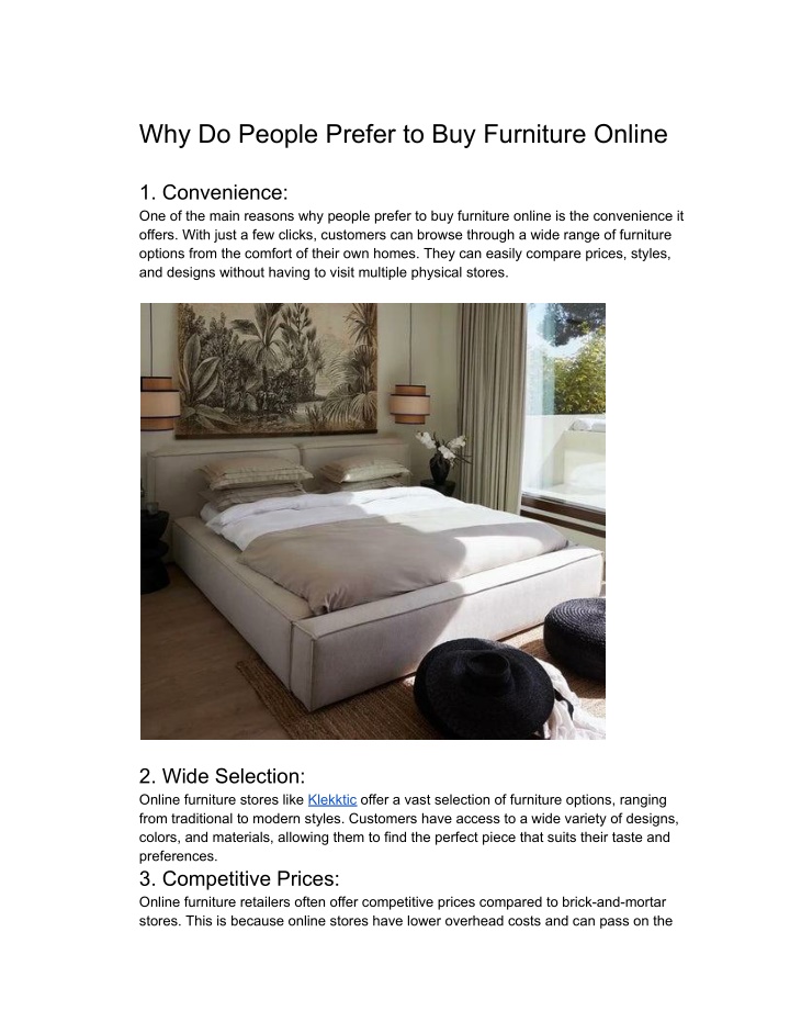 why do people prefer to buy furniture online n.w