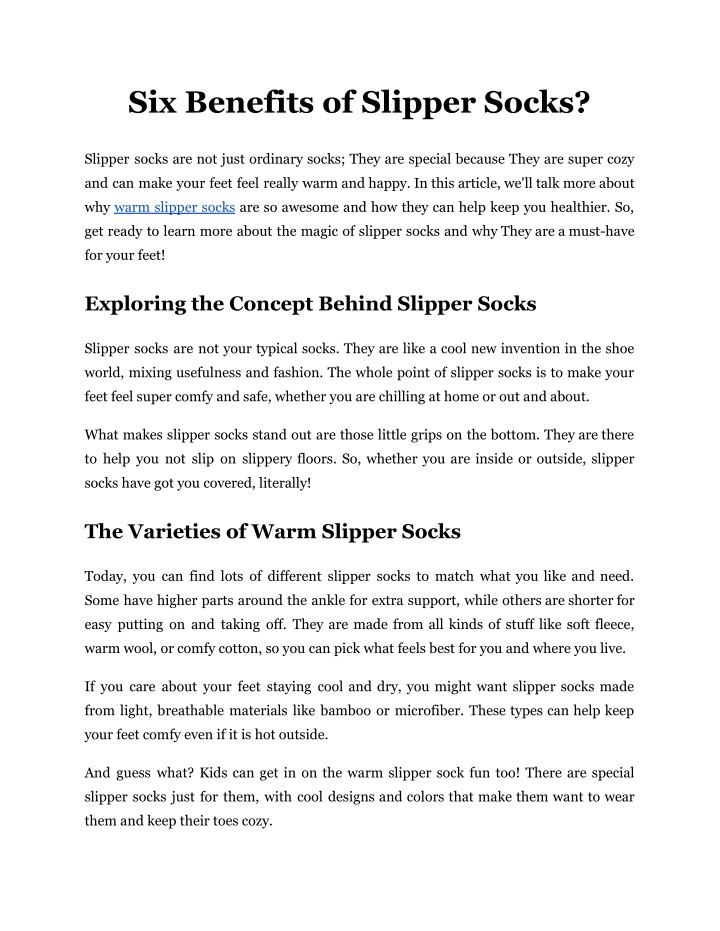 six benefits of slipper socks n.w