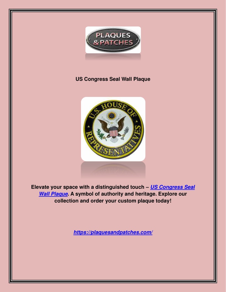 us congress seal wall plaque n.w