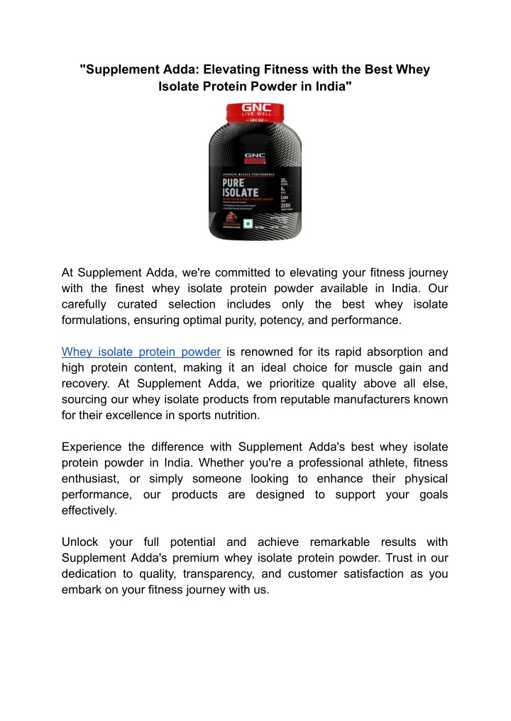 supplement adda elevating fitness with the best n.w