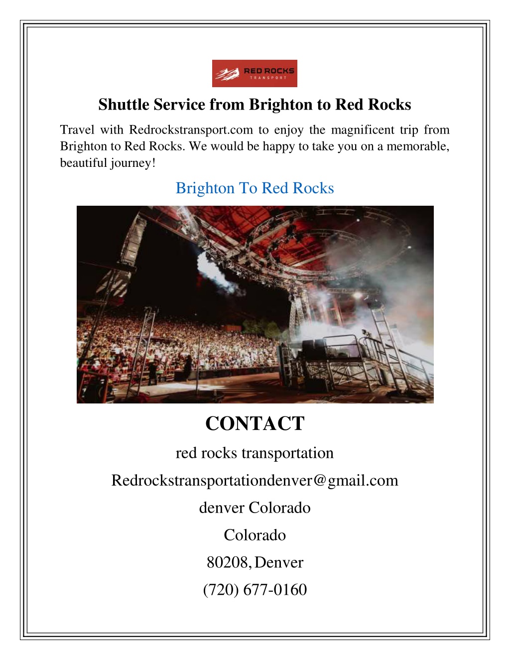 shuttle service from brighton to red rocks l.w