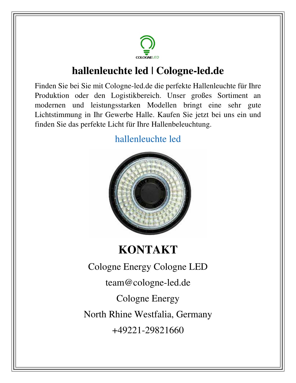 hallenleuchte led cologne led de l.w