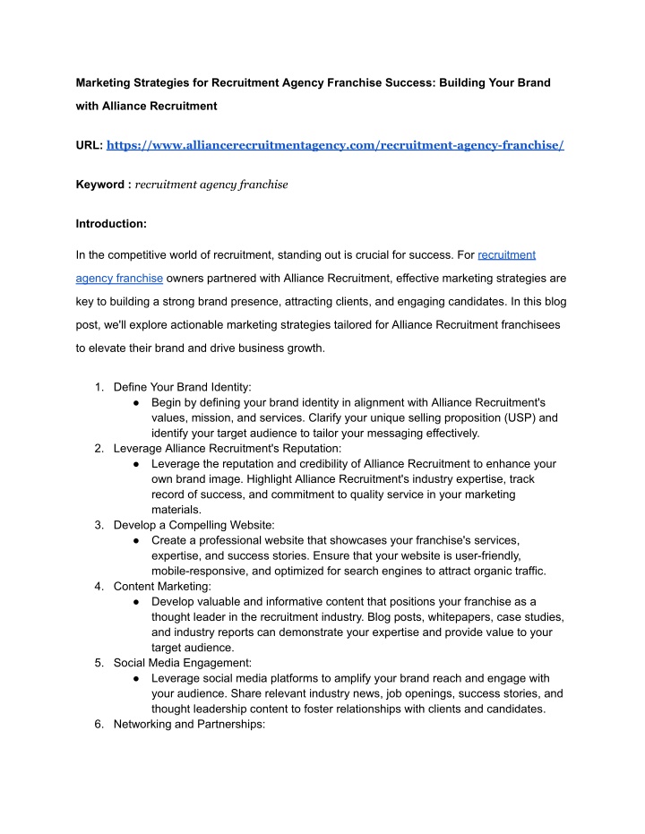 marketing strategies for recruitment agency n.w