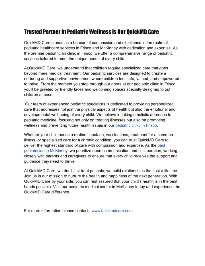 trusted partner in pediatric wellness n.w