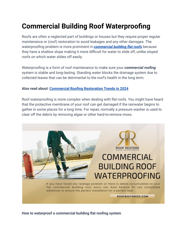 commercial building roof waterproofing n.w