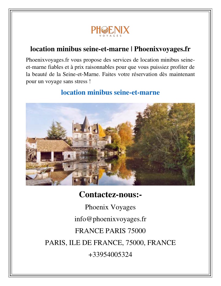 location minibus seine et marne phoenixvoyages fr n.w