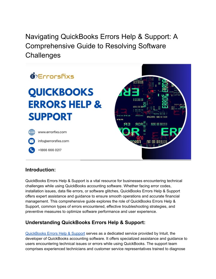 navigating quickbooks errors help support n.w