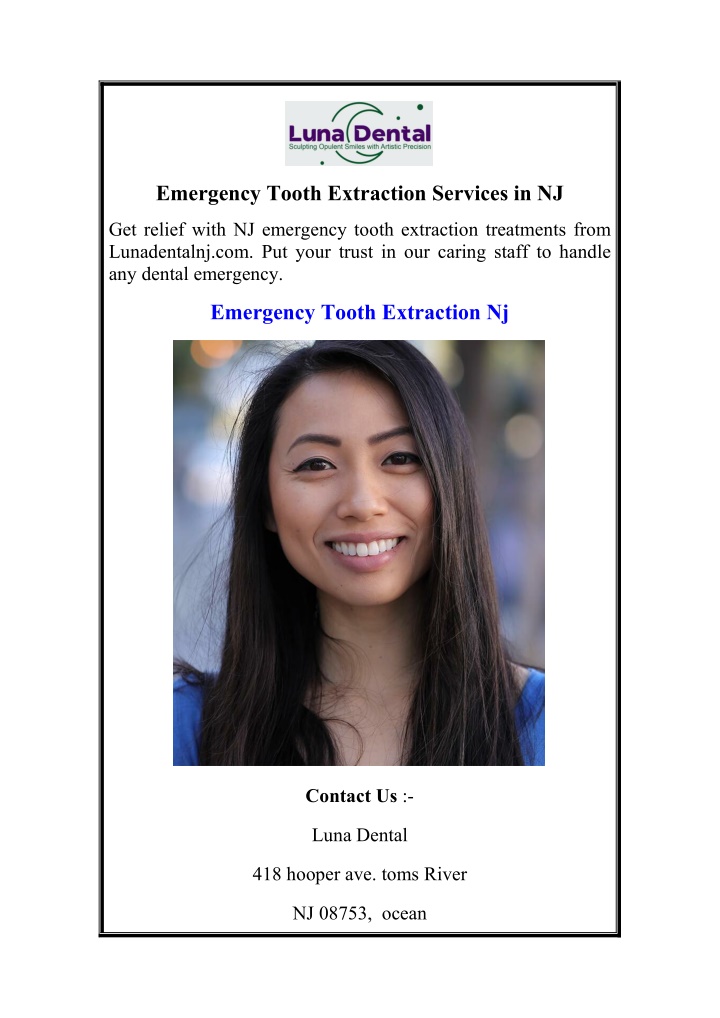 emergency tooth extraction services in nj n.w