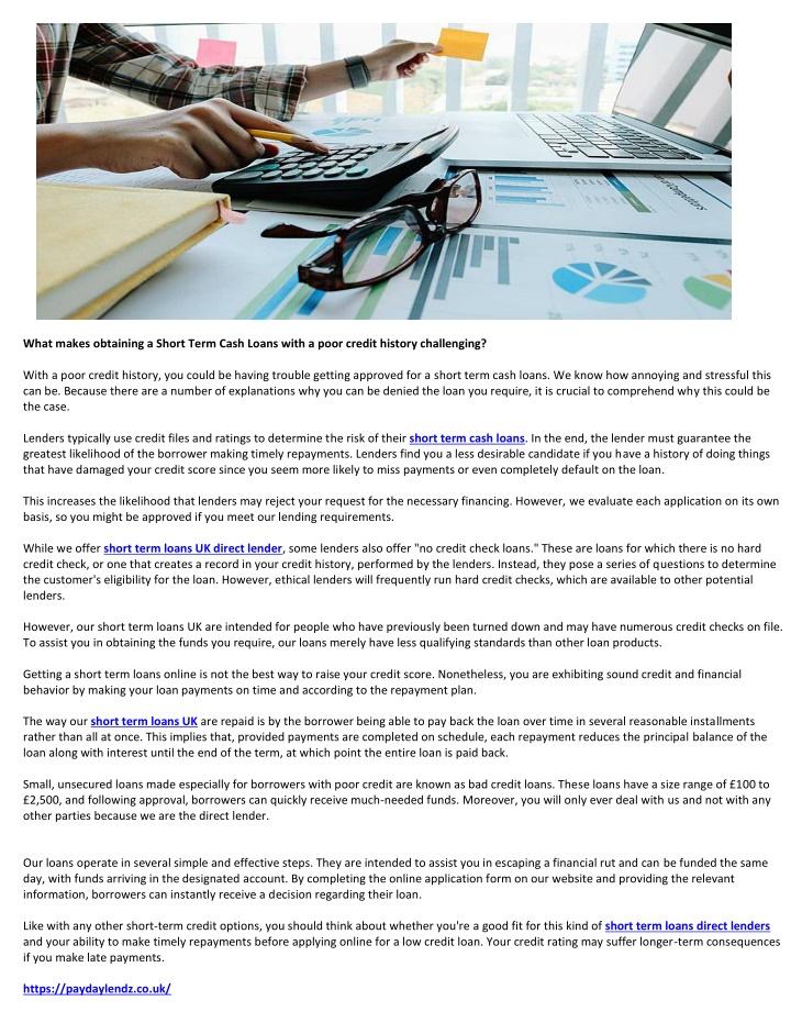 what makes obtaining a short term cash loans with n.w