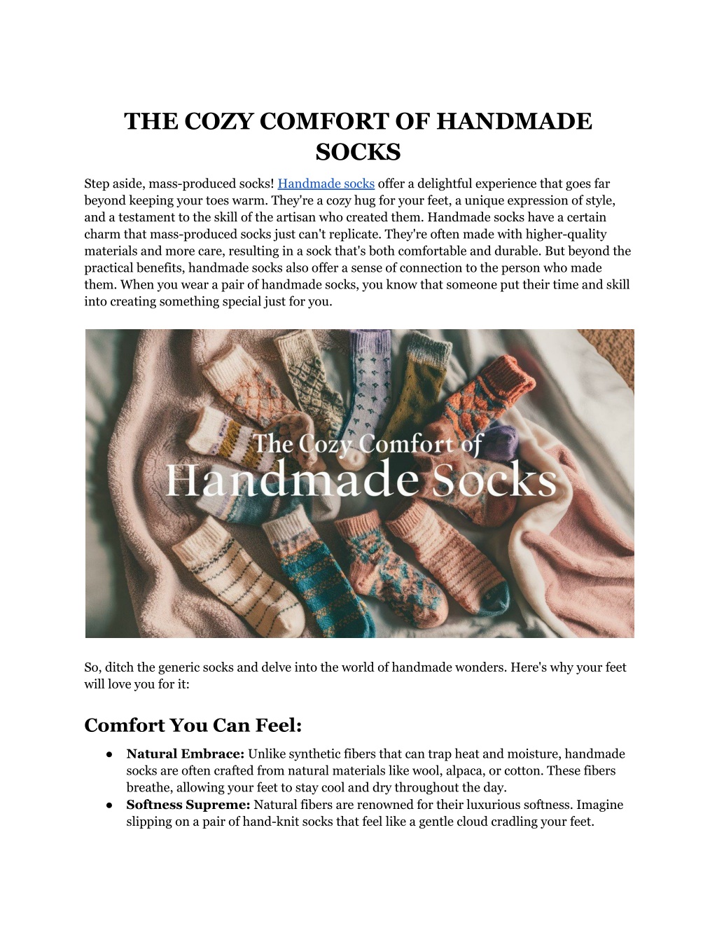 the cozy comfort of handmade socks l.w