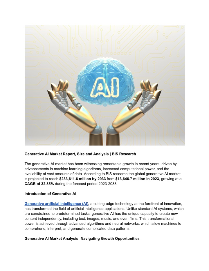 generative ai market report size and analysis n.w