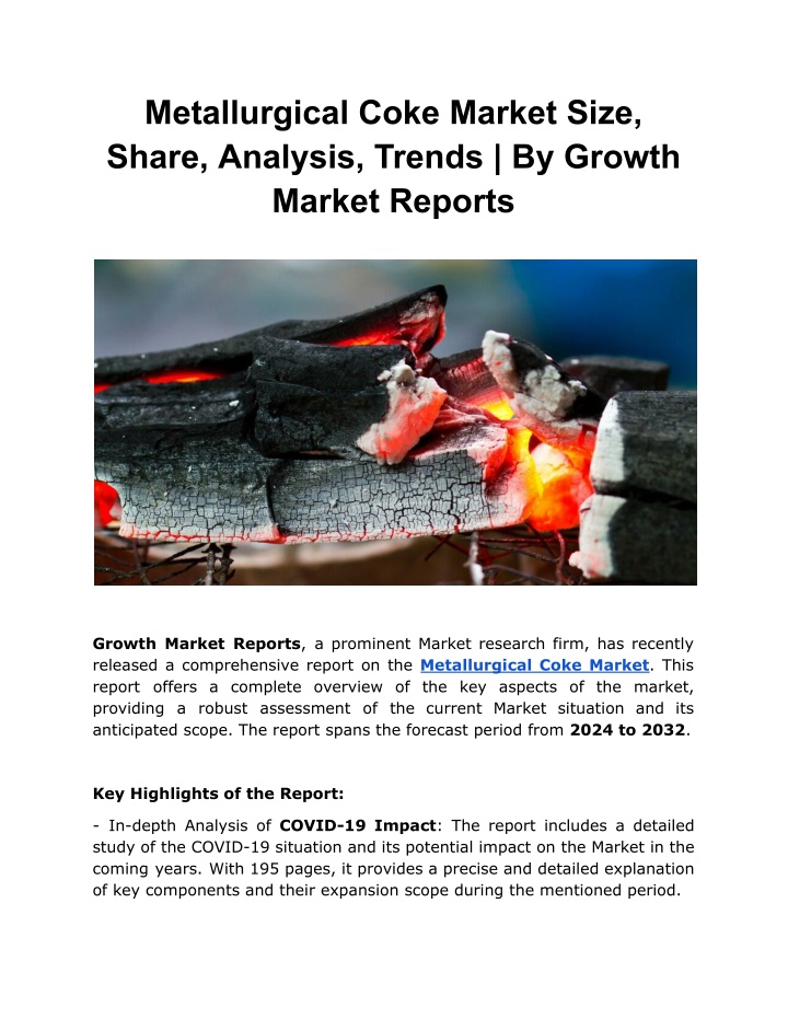 metallurgical coke market size share analysis n.w