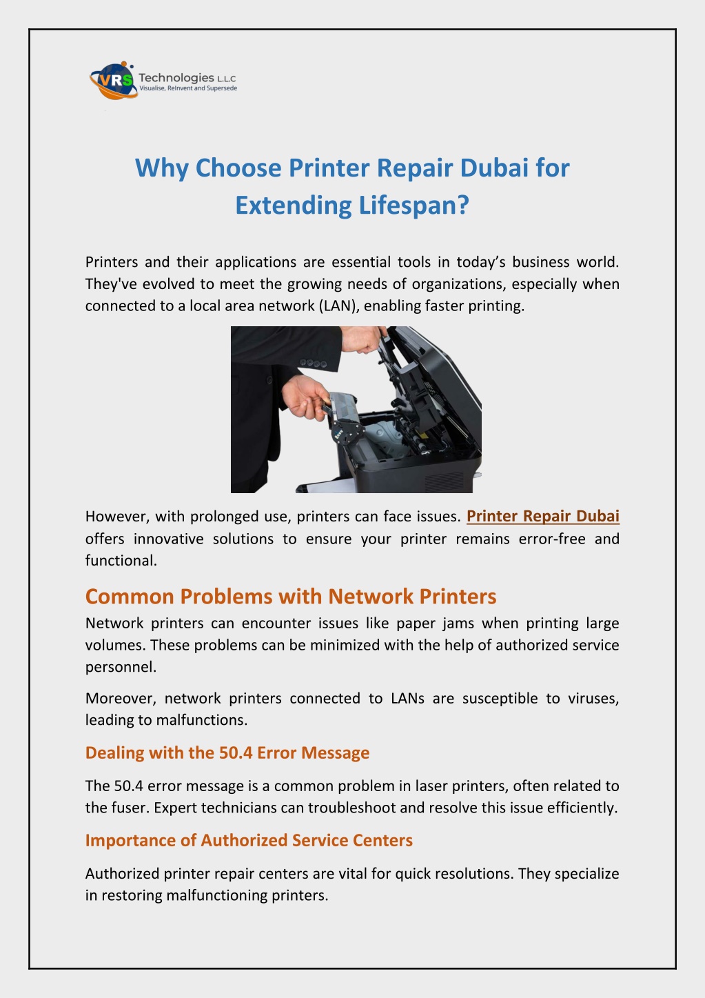 why choose printer repair dubai for extending l.w